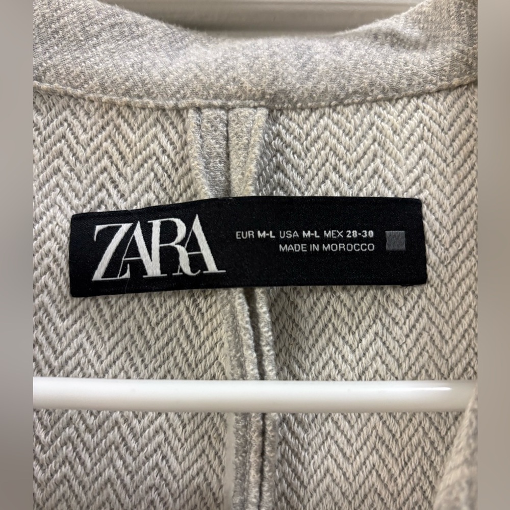 Zara Pocket Overshirt M-L Light Gray - Picture 3 of 3